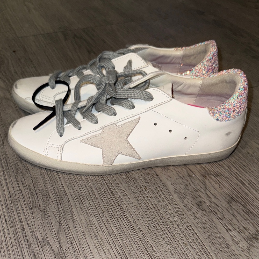 Golden Goose White Sneakers with Pink Glitter Heel - Picture 10 of 14